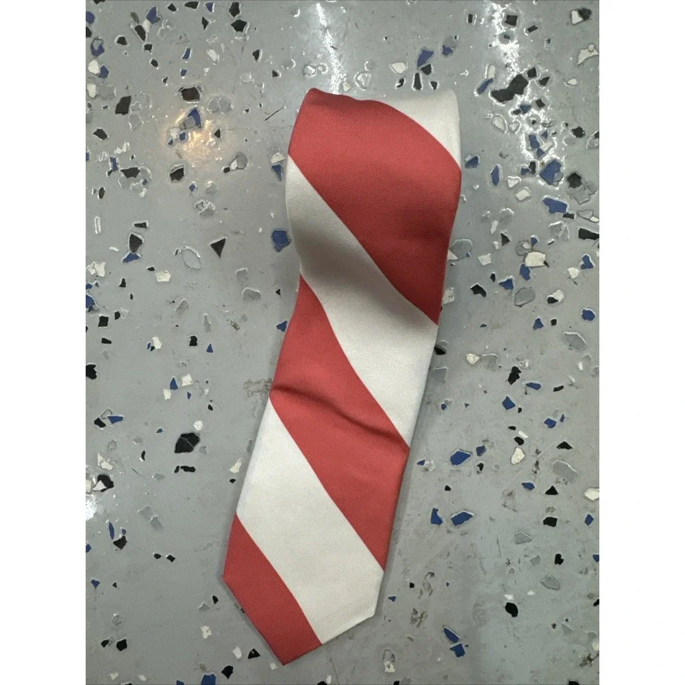 NWT‎ Vineyard Vines Boys Silk Tie Salmon & White Stripes USA 49